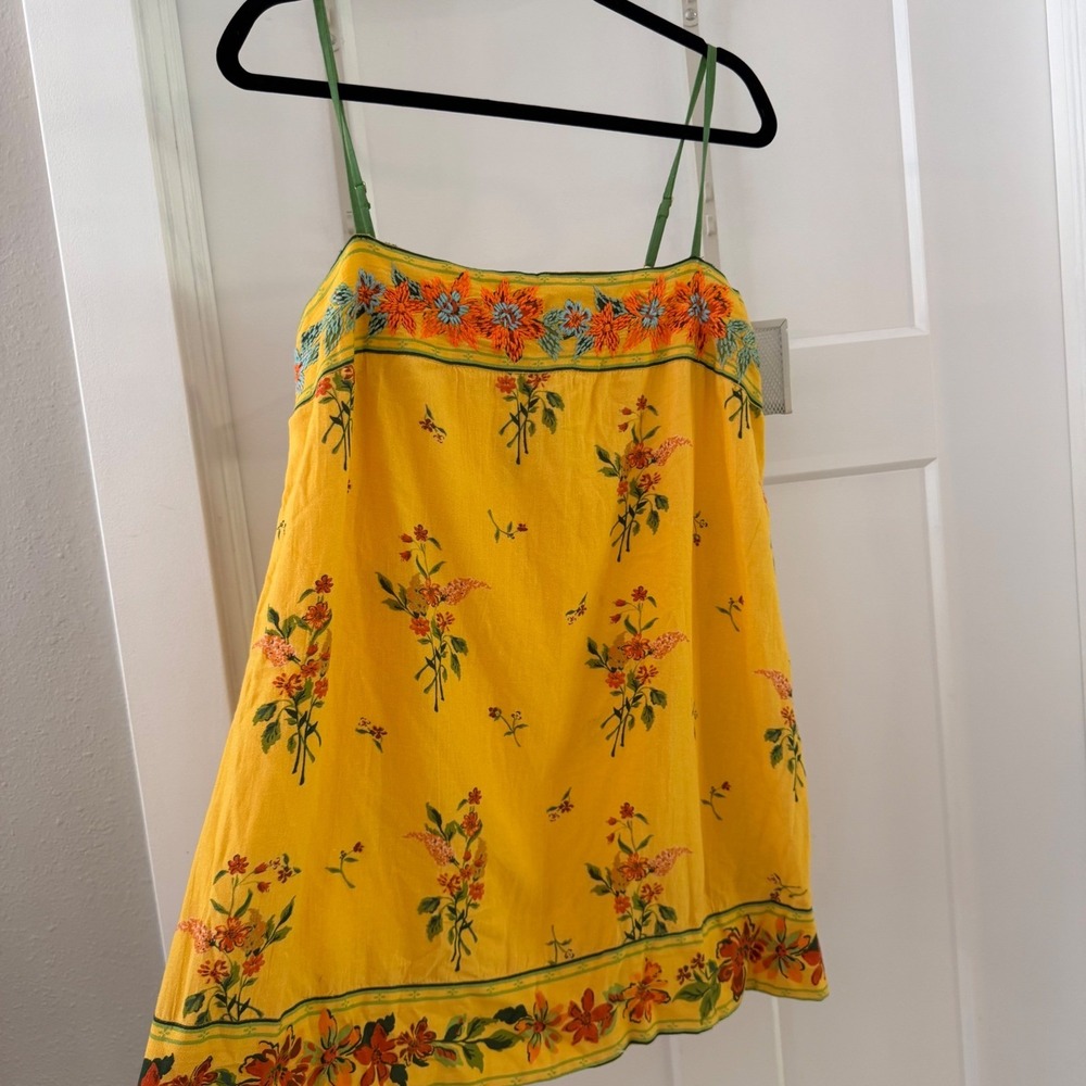 Free People Bali Take Me With You Mini Dress Floral L Boho Festival Embroidered